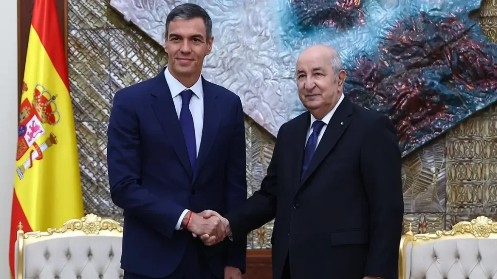 رئيس الوزراء الاسباني بيدرو سانشيز ورئيس الجمهورية الجزائرية، عبد المجيد تبون خلال لقاء سابق - الحقوق محفوظة